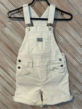 Levi's Bright White Denim Short Overalls One Piece Shortall Cuffed